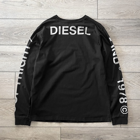 Super Rare Vintage Y2K Diesel Black Spellout Logo Long Sleeve Shirt - Picture 2 of 7